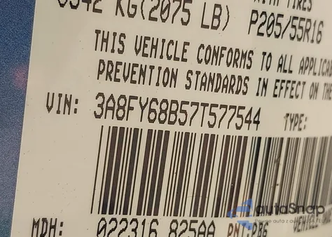 2007 Chrysler Pt Cruiser Limited z USA, uszkodzony, nr VIN 3A8FY68B57T577544